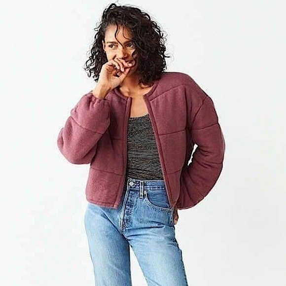 Out From Under Urban Outfitters Quilted Allie Puffer Jacket Purple - Picture 1 of 6